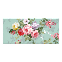 Vintage Elegant Pink Red Roses Pattern Custom Rack Card