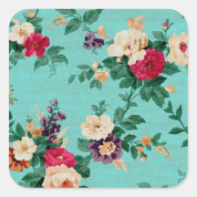 Vintage Elegant Pink Red Roses Wallpaper Square Stickers