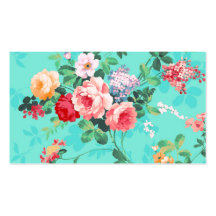 Vintage Elegant Pink Red Yellow Roses Pattern Business Card
