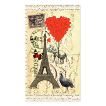 Vintage elephant and red heart balloons business card template
