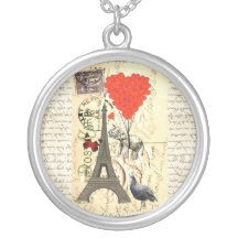 Vintage elephant and red heart balloons pendants