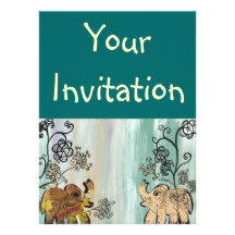 Vintage Elephants Custom Invitation