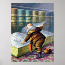 Vintage Elf Santa Christmas Poster