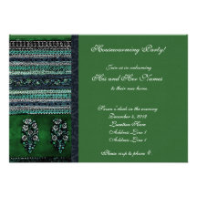 Vintage Embroidery Green Housewarming Invitation