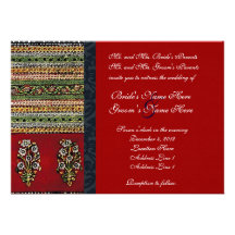 Vintage Embroidery Red Wedding Invitation