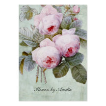 Vintage English Rose Garden Botanical Chubby Business Card