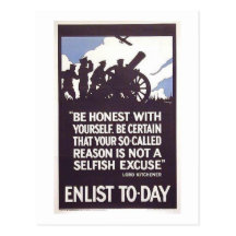 Vintage Enlist Today Recruitment Poster Post Card