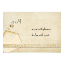 Vintage Envelope Butterfly RSVP Custom Announcement