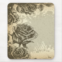 vintage etched roses design mousemat