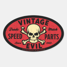 Vintage Evil 007C Oval Stickers
