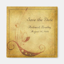 Vintage Fall Floral Wedding Save the Date Magnet