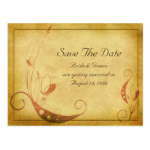 Vintage Fall Floral Wedding Save the Date Postcard