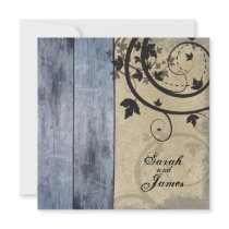 Vintage Fall Wedding Invitation Blue Barn Board
