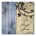 Vintage Fall Wedding Invitation Blue Barn Board