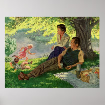 Vintage Family Picnic Under a Shade Tree