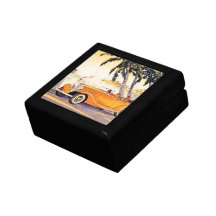 Vintage Family Vacation in a Convertible Car Jewelry Boxes