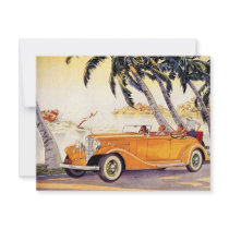 Vintage Family Vacation in a Convertible Car Custom Invite