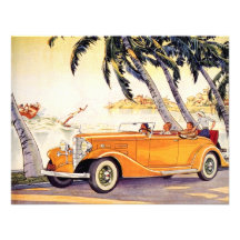 Vintage Family Vacation in a Convertible Car Custom Invite