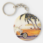 Vintage Family Vacation in a Convertible Car Key Chains
