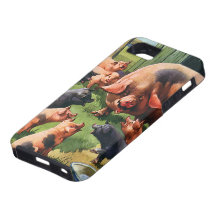 Vintage Farm Animals, Pigs, Sow with Baby Piglets iPhone 5 Covers