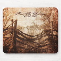 vintage farm fence western country wedding mousepad