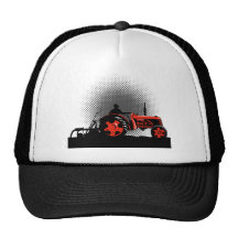 Vintage Farm Tractor farmer driving side Hats