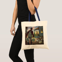 Vintage Farmer Working on the Farm Tote Bags