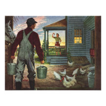 Vintage Farmer Working on the Farm Custom Announcements