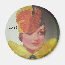 Vintage Fashion 1933 Fridge Magnet