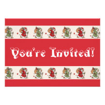Vintage Father Christmas Tree Trimming Party Personalized Invite