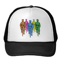 Vintage Five Fellas on Bikes Illustration Trucker Hat