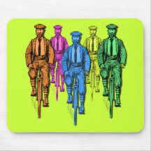 Vintage Five Fellas on Bikes Illustration Mouse Mat