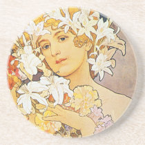 Vintage Floral Art Nouveau Beverage Coaster