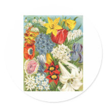 Vintage Floral Assortment Round Stickers
