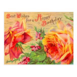 Vintage Floral Birthday Postcard