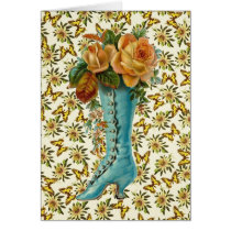 Vintage Floral Boot Greeting Cards