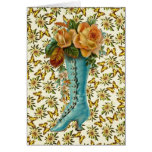 Vintage Floral Boot Greeting Cards