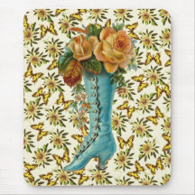 Vintage Floral Boot Mouse Pads
