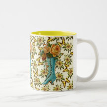 Vintage Floral Boot Mugs