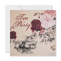 Vintage Floral Bridal Shower Tea Party Invitation