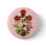 Vintage Floral Cross buttons