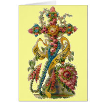 Vintage Floral Cross Condolence Cards