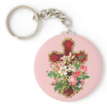 Vintage Floral Cross keychains