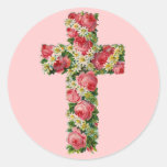 Vintage Floral Cross Sticker