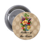 Vintage floral Embossed effect name button badges
