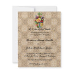 Vintage floral Embossed effect wedding invitation