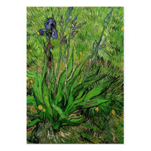 Vintage floral garden flower Iris by Van Gogh. Business Card Templates