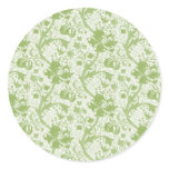 Vintage Floral Green Round Sticker