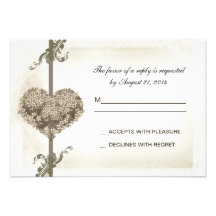 vintage floral heart wedding rsvp design invitations