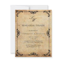 Vintage Floral Monogram Rehearsal Dinner Card Custom Invites